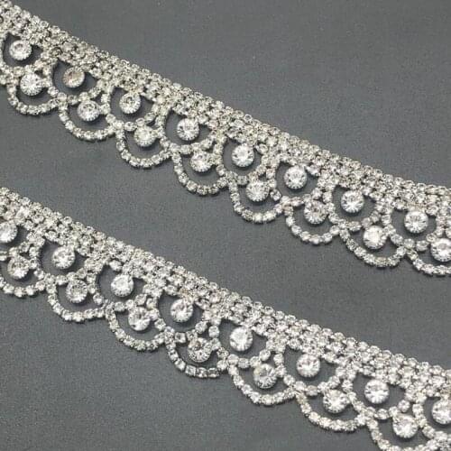 10Yards New Design Crystal Rhinestone Beaded Bridal Trim Luxury Applique For Wedding Dress