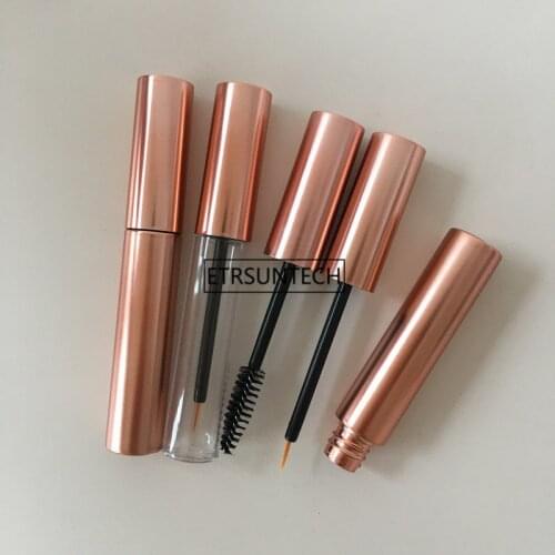 100pcs 10ml Mini Cosmetic Empty Eyelashes Tube Mascara Eyeliner Vials Bottle Makeup Rose Gold Container With Brush Plugs F3868