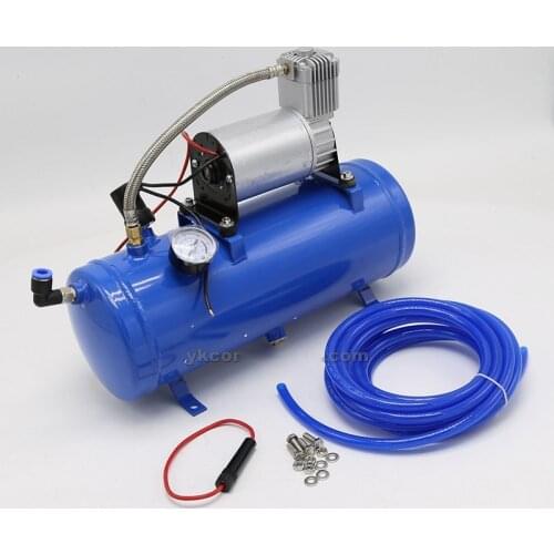 120PSI to 150PSI 12V Air Tyre Inflator Pump Compressor with 6L Tank for Air Horn Train Truck RV Tire with 500cm/16.4ft Hose