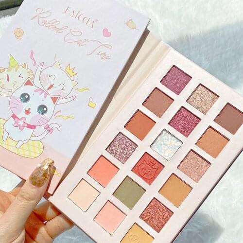 18 Color Cat Eye Shadow Plate Earth Color Eye Shadow Glossy Eye Shadow Beauty Makeup All-Matched SANA889