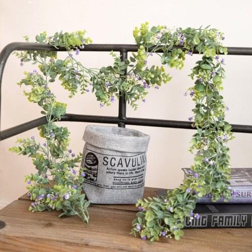195CM Eucalyptus Leaf Vine Garland Artificial Plants Wedding Decoration Fake Flowers Rattan Wall Garden Home Decor Accessories