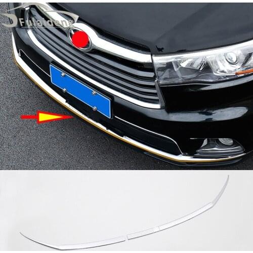2pcs For Toyota Highlander 2014-2016 ABS Chrome Front Grille Bumper Protector Guard trim Car styling accessories