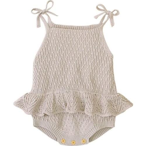 2021 Newborn Baby Knitted Rompers Autumn Girl ​Sleeveless ​Jumpsuit ​Clothes Summer Ruffle One-piece Romper Outfit
