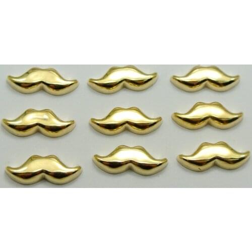 250 NO hole Cell Phone case clothing shose bag Deco jewelry accessories DIY craft Gold Tone Metallic Acrylic Beard Studs 18X8mm