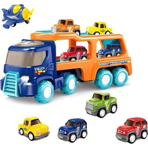 4Pack Kids Transport Truck Toy Carrier Truck Assorted Vehicles Play Set For 2 3 4 5 Years Old Toddlers Boys And Girls Gift
