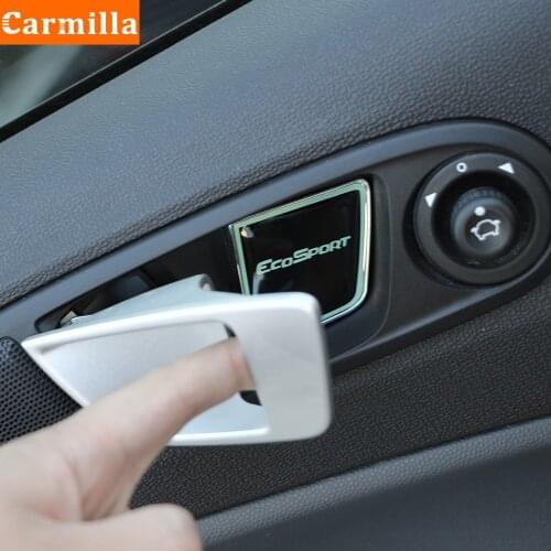 Carmilla 4Pcs Aluminum Alloy Car Interior Door Protection Bowl Cover Doors Trim Sticker for Ford Ecosport 2018-2020 Accessories