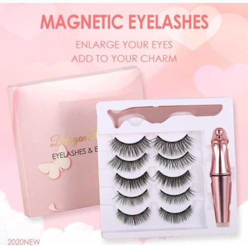5 Pairs Of 3D False Eyelashes Set Pestañas Magneticas Tweezers Set Mink Hair Extension Long Lasting Handmade Eyelash Makeup