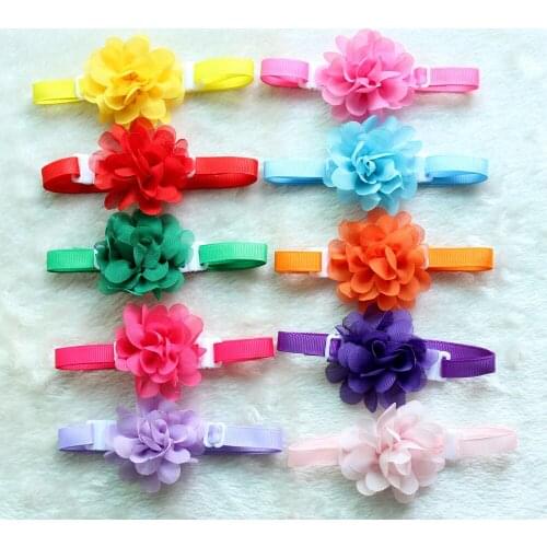 50pcs Dog pet Bow Tie Chiffon flowers Dog necktie Adjustable Pet BowtiesCollar Dog accessories Grooming Products for small dogs