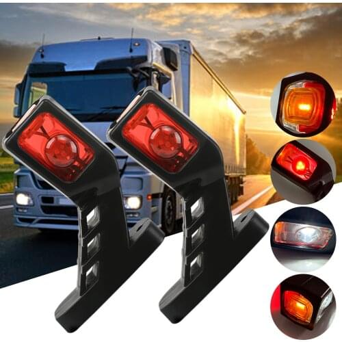 2PCS 12-24V Trailer Side Marker Lighting 3 Colors 9LED Outline Marker Truck Light Van LED Lights Trailer Side Marker Light