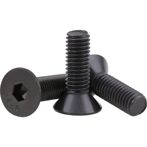 Hex Socket Flat Countersunk Head Screw Black Grade 10.9 Hexagon Bolt M3 M4 M5