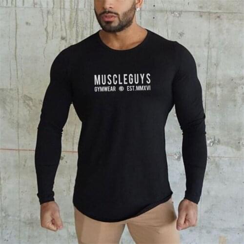 Muscleguys Brand 2021 Gyms Clothing Tight t-shirt Mens Fitness T-shirt homme Silm Fit Long Sleeve T shirt Male Tights Tshirt