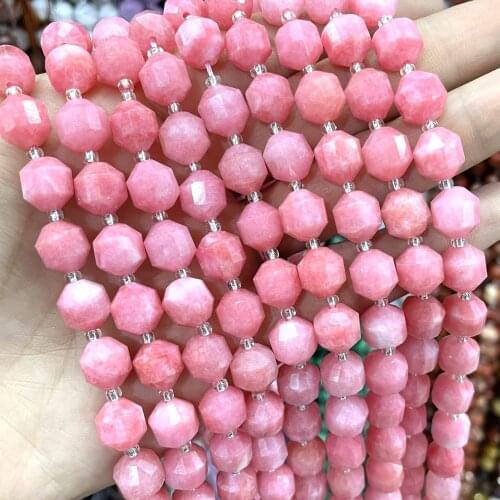 Natural 8 10mm Faceted Stone Olive Shape Red Rhodochrosite Spacer Mineral Beads For DIY Jewelry Making Bracelet Accessories