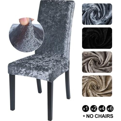 Junejour | Elastic Dining Chair Velvet Anti-Dust Cover Stretch Slipcovers Protect Home Furniture Decor 1/2/4/6pcs