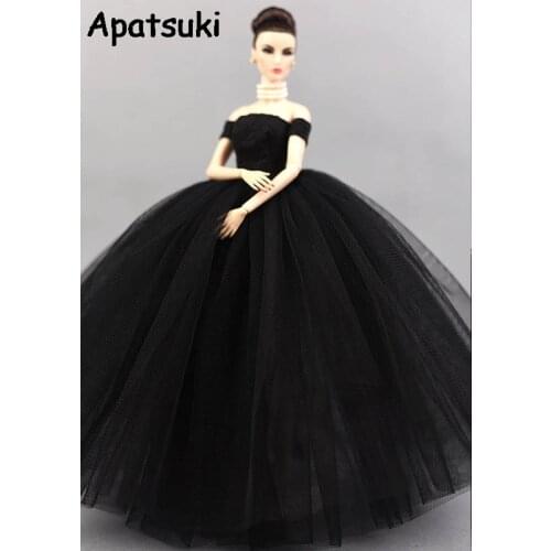 Black Little Dress Wedding Dresses for Barbie Doll Princess Evening Party Clothes Wears Long Dresses Clothes for Barbie Doll