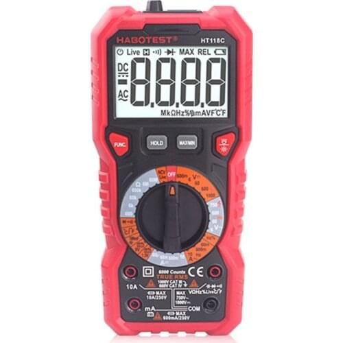HT118 6000 Counts 1000V AC DC Digital Multimeter NCV Multimetro Voltage Meter 203C