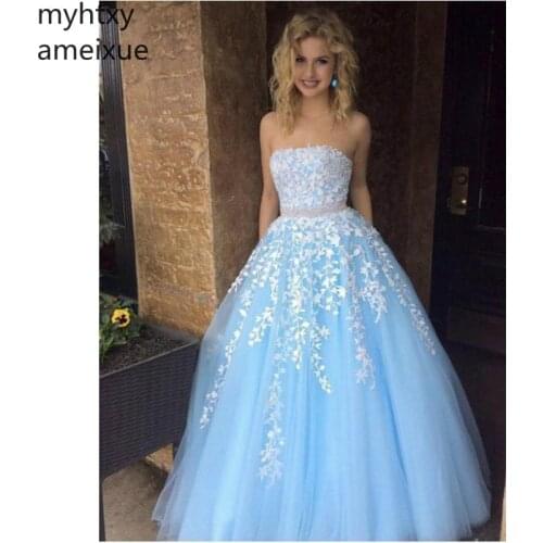 Elegant Blue Plus Size Evening Dresses A-line Floor Length Sleevelessboat Neck Long Evening Gowns Custom Made Robe De Soiree