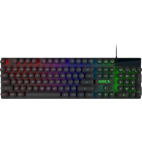 IMICE AK-800 104 Keys USB Wired Mechanical Feeling RGB Backlit Gaming Keyboard with 19 Multimedia Keys Wired Gaming Keyboard Hot