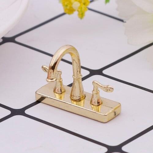 Alloy Bathtub Faucet Simulation Water Tap Model Furniture Toys for Doll House Decoration 1/12 Dollhouse Miniature Accessories