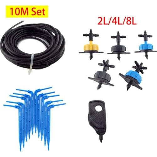 Drip Irrigation Watering Greenhouse Irrigation System 4-way Drip Arrow 2-way Transmitter Greenhouse Suite Potted Plants 10m Set