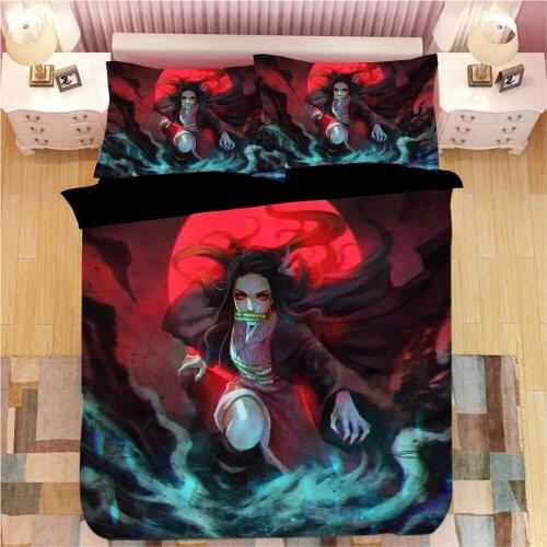 3D Digital Printing Devil Killer Bedding Set Cartoon Down Quilt Cover Pillowcase Childrens Animation Decorative Home Textile