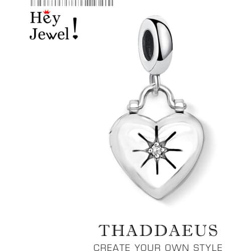 Charm Pendant Heart Locket,Europe Accessories Vintage Jewelry For Women 2019 Gift 925 Sterling Silver Fit Bracelet can be opened