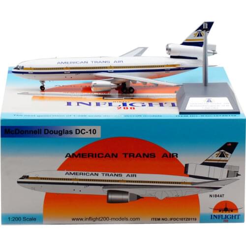 Diecast 1:200 Scale Douglas DC-10-40 N184AT American Trans Air Airlines Plane Model Alloy Aircraft Airplane for Collection