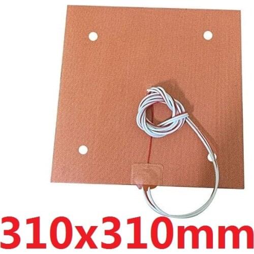 USA Material! CR10 Silicone Heater Pad 310x310mm for CR-10 3D Printer Bed w/Screw Holes, Adhesive Backing + Sensor (120V)