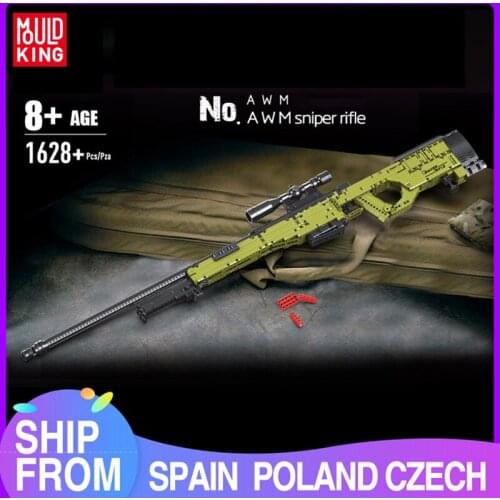 MOULD KING 14010 The MOC AWM Sniper Rifle Gun Model Building Blocks City Police High-Tech GUN Bricks Toys Boys Birthday Gift
