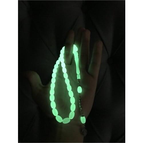 Male Milky white Capsule Cut Night Burning Illuminated Highlighter Powder Amber Prayer Beads