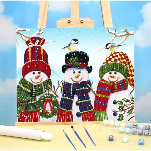 Christmas Snowman Coloring By Numbers Painting Package Acrylic Paints 40*50 Oil Painting Handmade For Adults Wall Handicraft