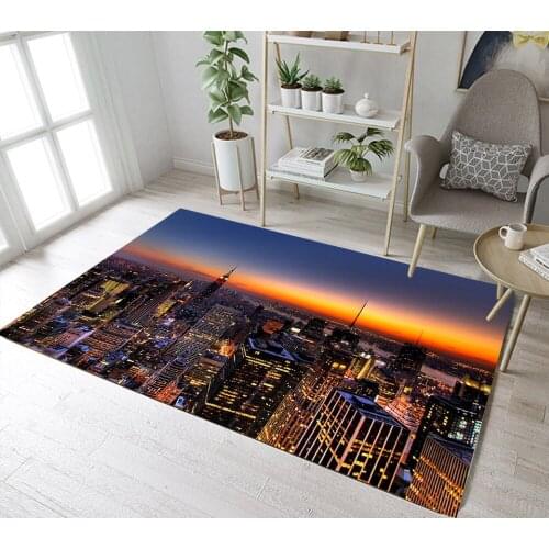 Morning Glow City Building View Living Room Area Rugs Childrens Room Floor Carpets Indoor Kitchen Cushion Bathroom Non-Slip Mat