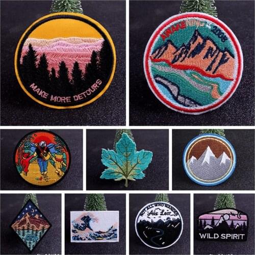 Ironing Patches Art Badges Iron On Patch Embroidered Patches For Clothes High Quality Scenery Letter Stickers For Coat Applique