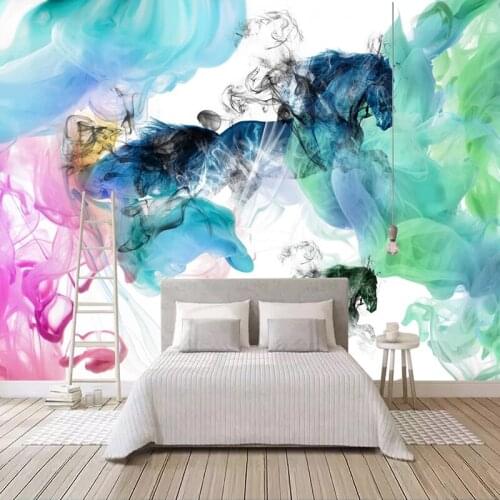 Custom Mural Modern Abstract Smoke Art Horse Self-adhesive Wall Painting Wall Decals Living Room Bedroom Photo Wall Paper Decor