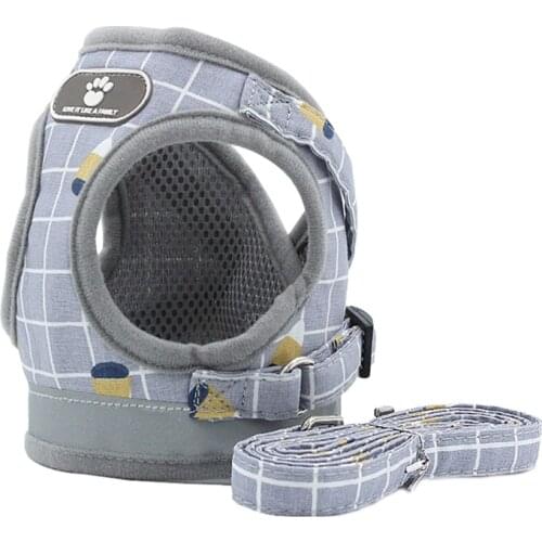 Nylon Mesh Kitten Puppy Reflective Dogs Harness And Leash Set Dogs Vest Harness Leads Breathable Mesh Vest Adjustable Dog Leash