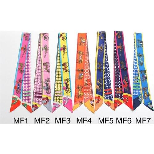 New carriage print silk scarf women luxury fashion twill satin scarf and shawl tying bag ribbon scarf for hair female JK1
