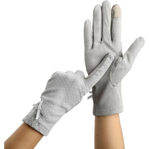 Summer Lace Sunscreen Gloves Touch Screen Women Lady Stretch Anti UV Slip Cotton Resistant Bikes Driving Glove Breathable xlia