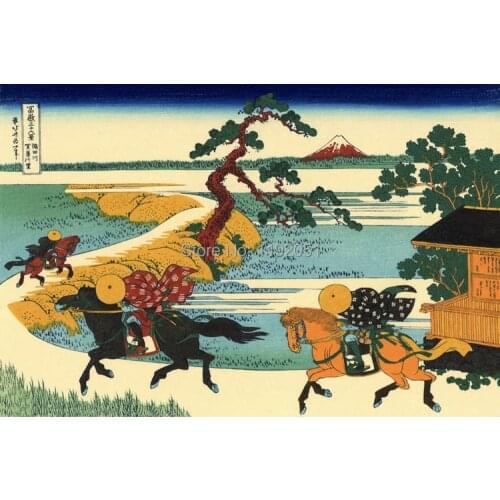 Landscape canvas painting scenery paintings Japanese style 36 Views of Mount Fuji, no. 32: Village of Sekiya at Sumida River