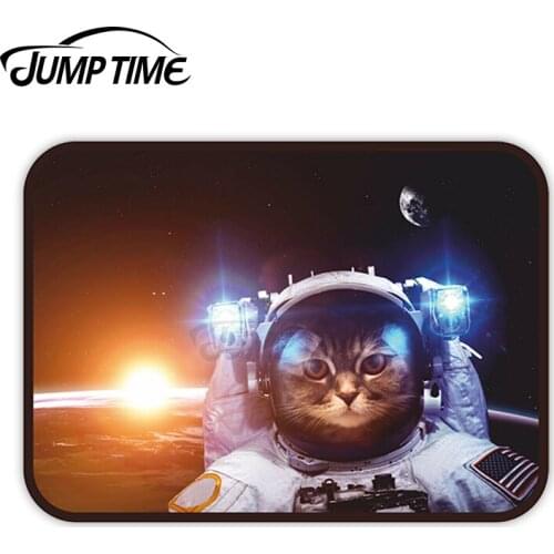 Jump Time for Cat Astronaut Vinyl Stickers Space Funnynyny Kitten Sticker Laptop Waterproof Car Styling Accessories