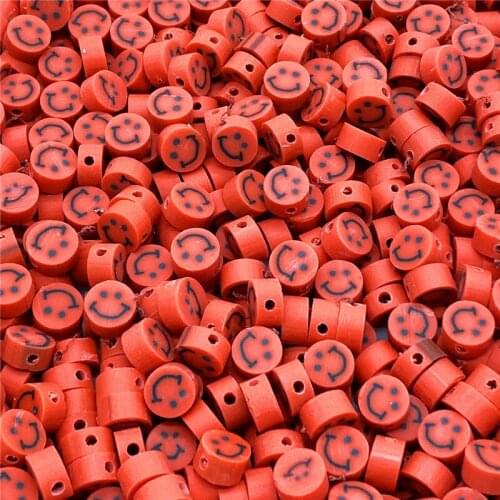 30pcs/Lot 10mm Clay Spacer Beads Oval Shape Smile-Face Beads Polymer Clay Beads For Jewelry Making DIY Bracelet Accessories #05