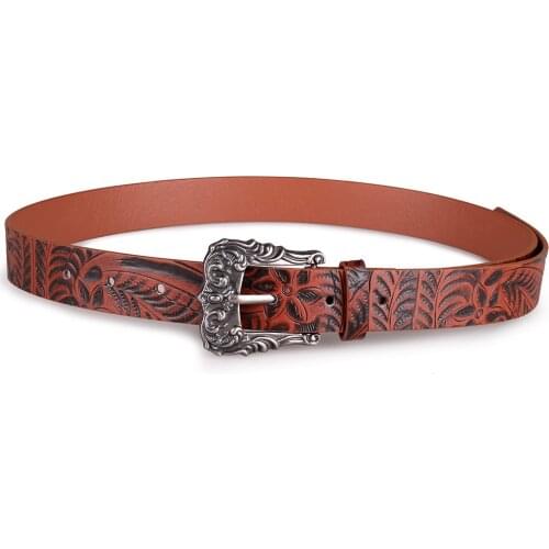 Belts Women Wide PU Leather Belt womens Floral carved Belts For Women Ceinture Femme belt BL539