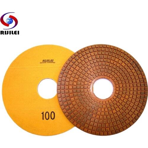 RIJILEI 350mm Super Diamond Polishing Pads 4 Steps Copper Metal Bond Wet Polishing Pad For Granite Marble Stone Grinding Discs
