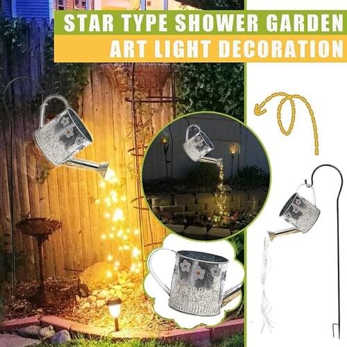 Garden Watering Can Light Retro Wrought Iron Glowing Ornament for Outdoor Courtyard Patio Decoration jlrr