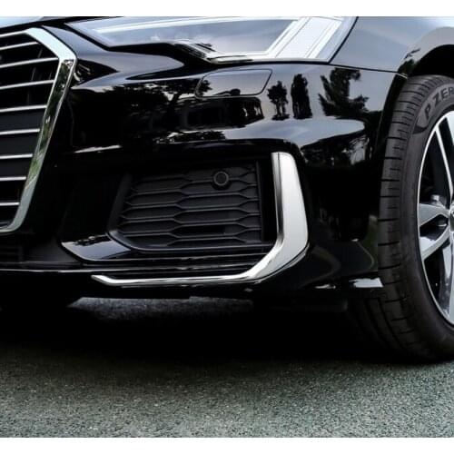 Car Styling Front Fog Lamp Frame Decoration Cover Trim 2Pcs For Audi A6 C8 2019 ABS Exterior Bumper Trim Strips