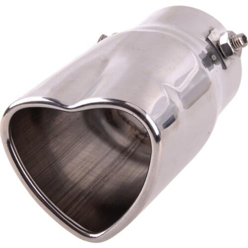 Universal Car Silver Heart Shape Tail Inlet Exhaust Muffler End Tip Pipe Cover Accessories