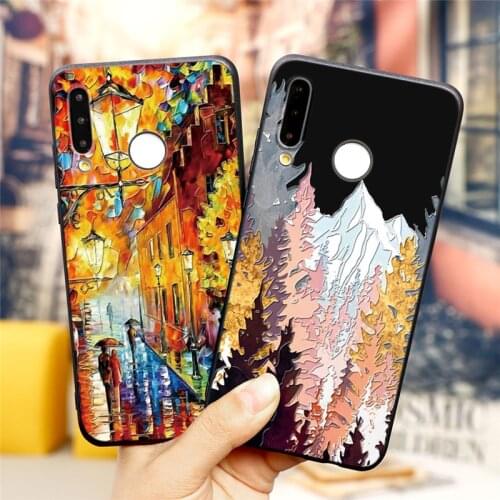 3D Emboss Mountain Case For Huawei P40 Lite E P9 P10 P20 P30 Mate 10 20 30 Lite Pro P Smart Z 2019 Cover TPU Soft Relief Fundas