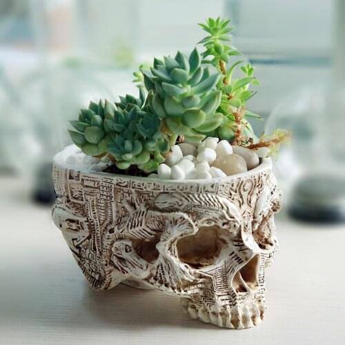 Resin plant grass flowerpot creative indoor skull potted craft ornaments