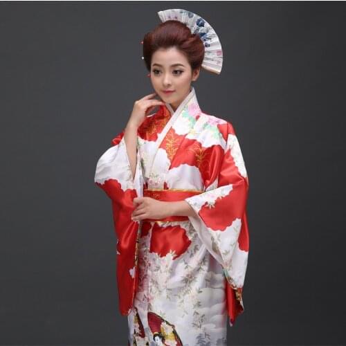 Japanese Traditional Style Female Kimono Printed Costume High-quality Women Yukata Stage Show кимоно японский стиль