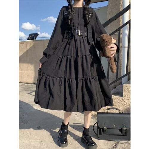 Vintage Lolita Gothic Dress 2021 Japanese Harajuku Sweet Lolita Streetwear Women Dress Gothic Punk Long Sleeve Dress Women