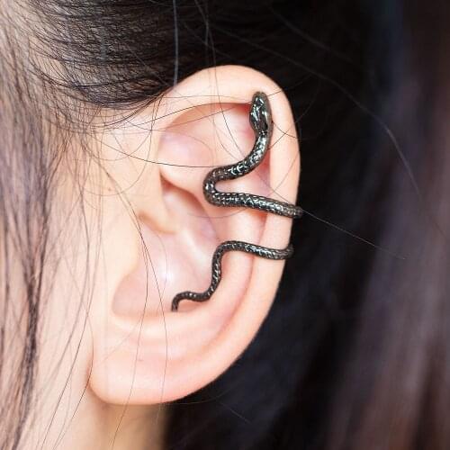 1PC Brass Snake Ear Clip Cuff Wrap Earrings for Women Men Punk No Piercing Caught Fake Cartilage Earring Jewelry Gifts 2021