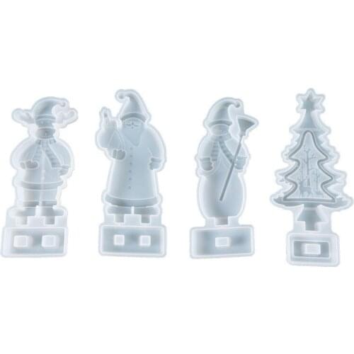 Christmas Themed Casting Santa Claus Elk Christmas tree Molds Silicone Epoxy Mold for Xmas Decoration Home Decor 1Pcs